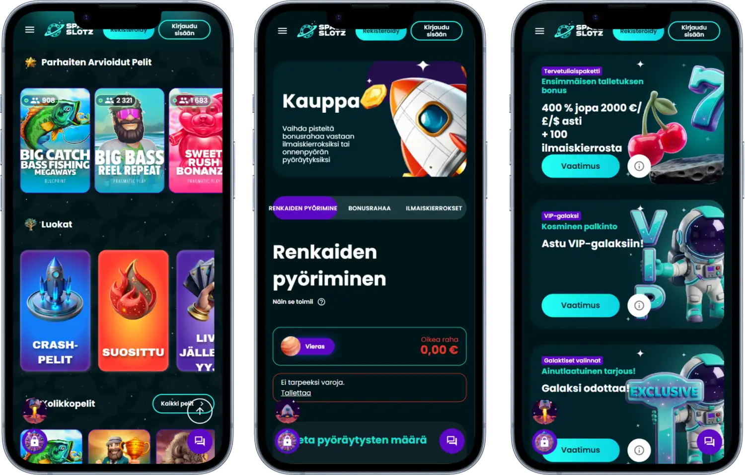 Space Slots Casino mobiilissa