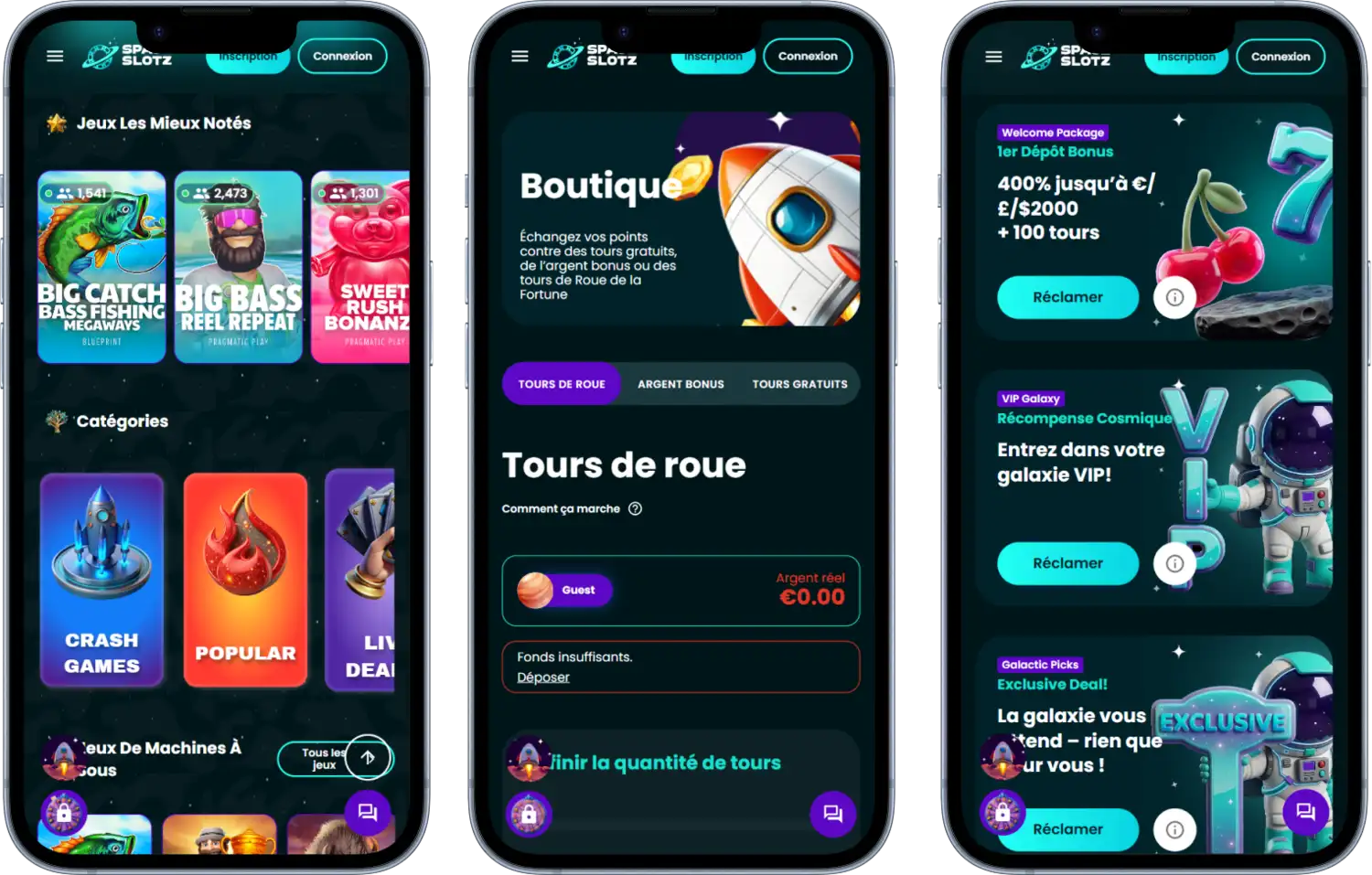 Space Slots Casino sur mobile